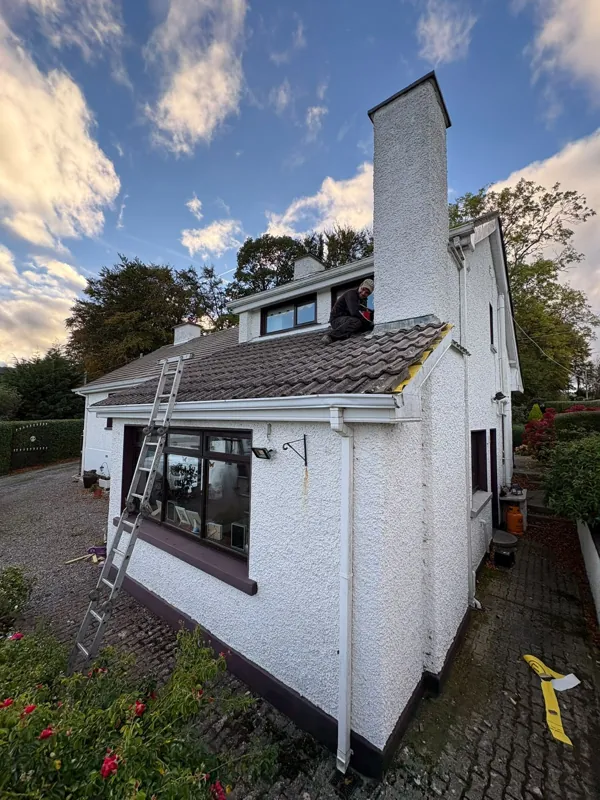 Chimney flashing and tiles, roofing work in Crumlin, Dublin