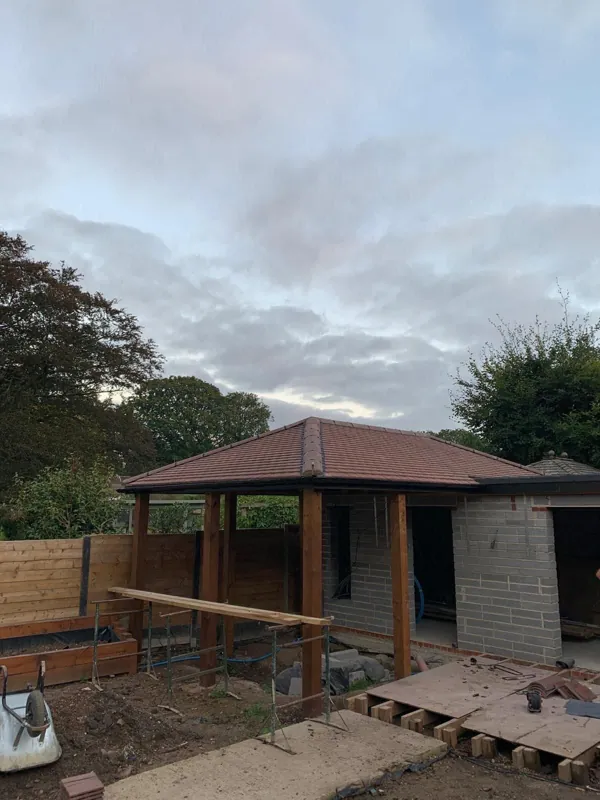 Garden room hip roof, roofing work in Castleknock, Dublin
