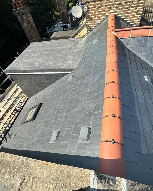 Slate re-roof, clay ridge, roofing work in Dublin 6, Dublin